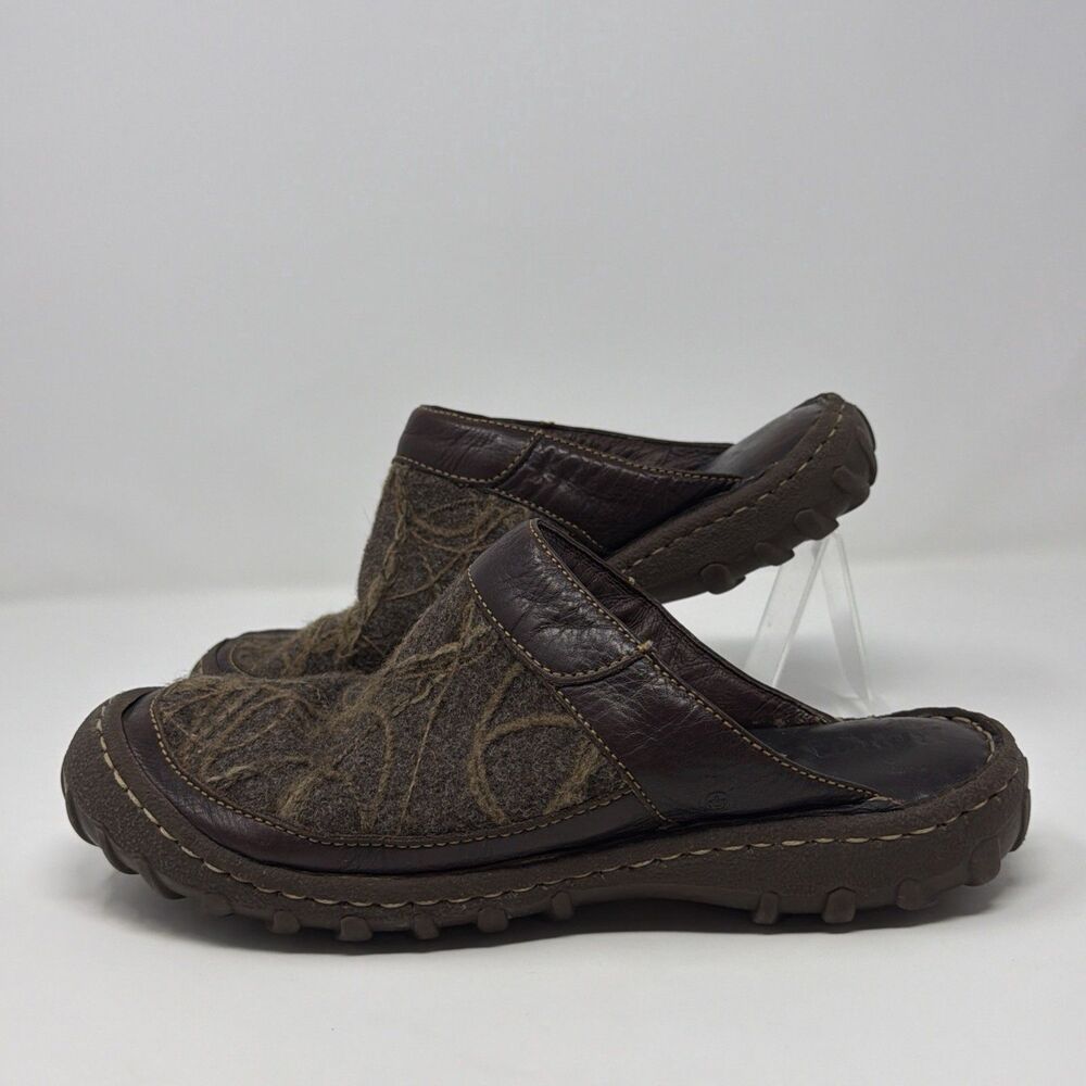 Born Brown Leather Clogs Slip On Comfort Womens 9 10.1in Insole Vintage